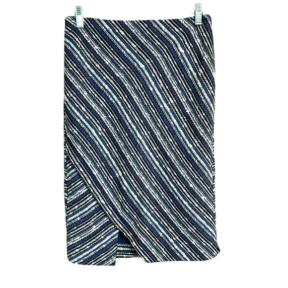 Doncaster Textured Striped Skirt Blue - Picture 1 of 5
